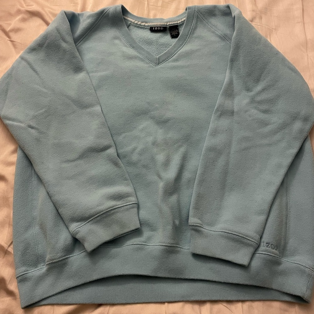 large thrifted blue crewneck